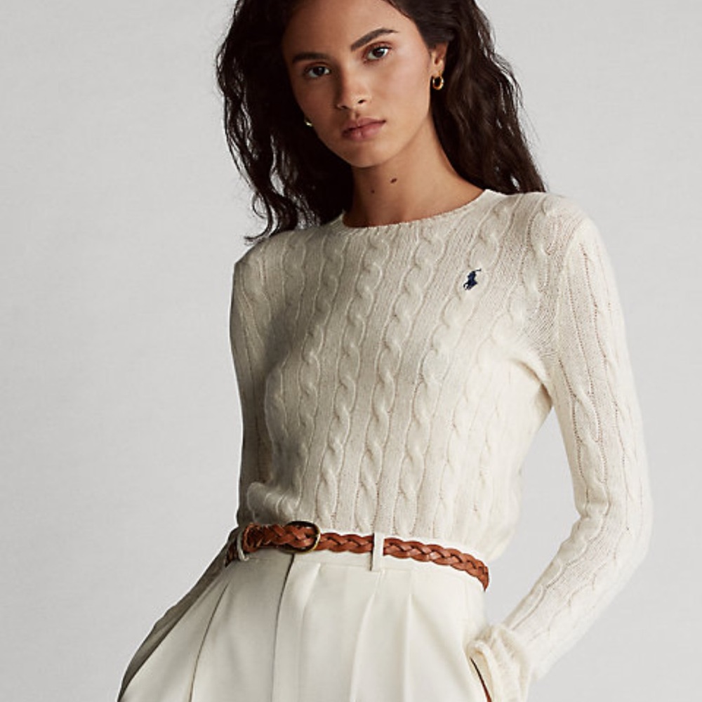 ✨ Polo Ralph Lauren Cable Wool Crewneck Sweater, Cream ✨